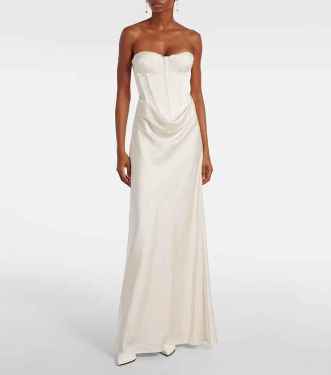 Rotate Bridal embellished satin corset dress