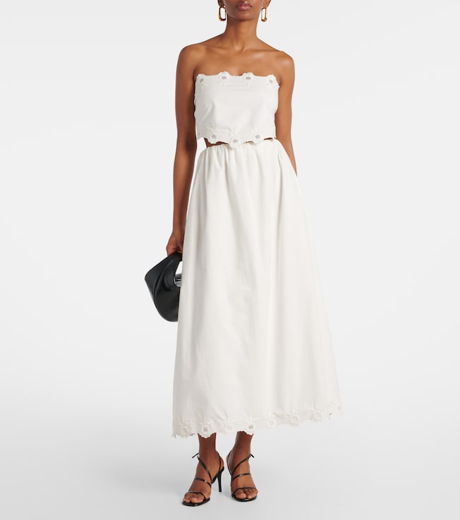 POSSE Antoinette embroidered cotton maxi skirt