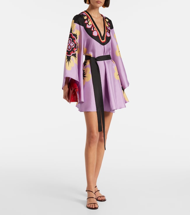 La DoubleJ Magnifico Placée silk twill minidress