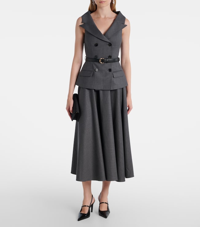 self-portrait Wool-blend midi dress