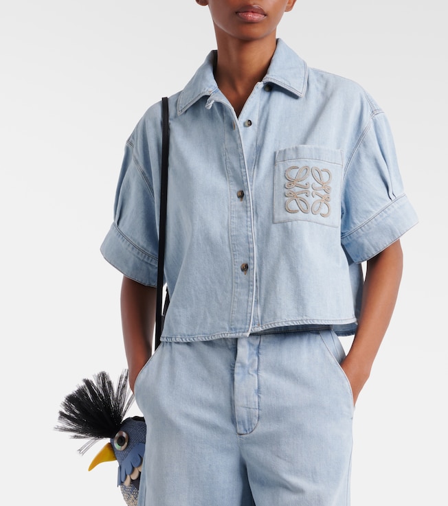 Loewe Paula's Ibiza Anagram cropped denim shirt