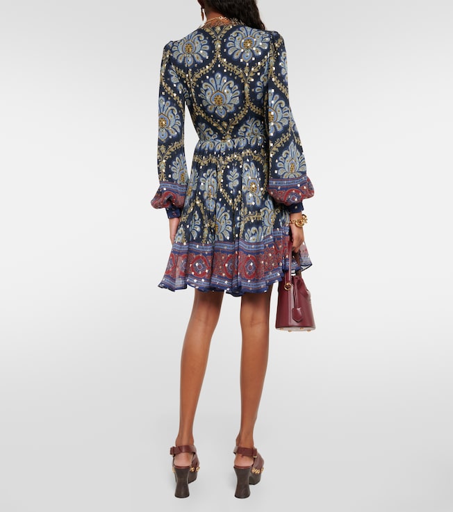 Etro Etro Balloon-sleeve silk jacquard minidress