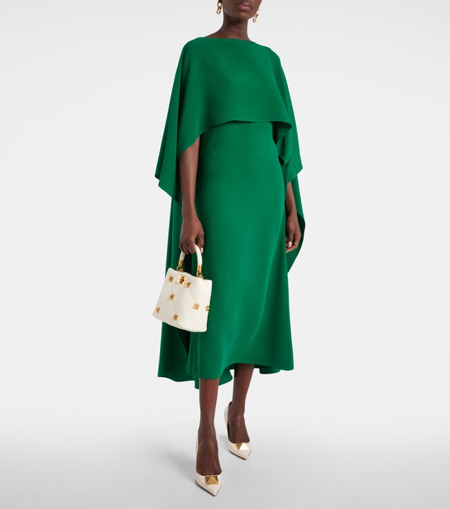 Valentino Caped silk crêpe midi dress