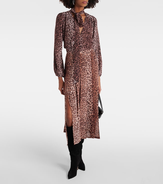 RIXO Moss leopard-print silk blouse