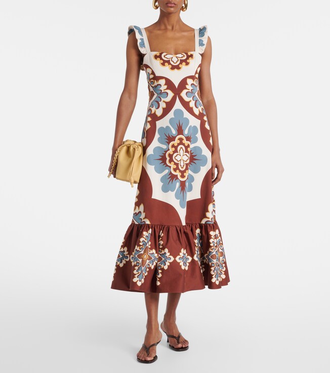 La DoubleJ Gingerbread cotton-blend midi dress
