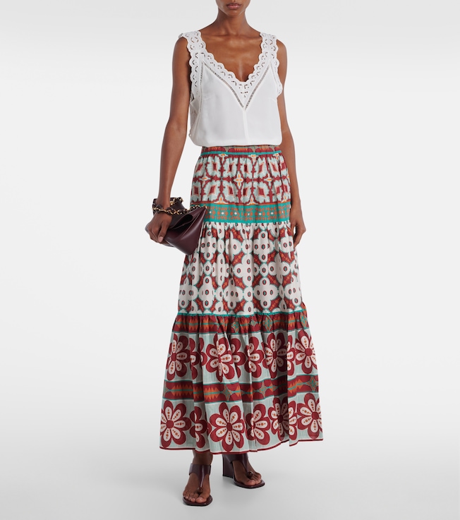 La DoubleJ Big printed tiered cotton maxi skirt 