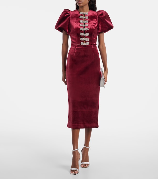 Rebecca Vallance Edwiena embellished velvet midi dress