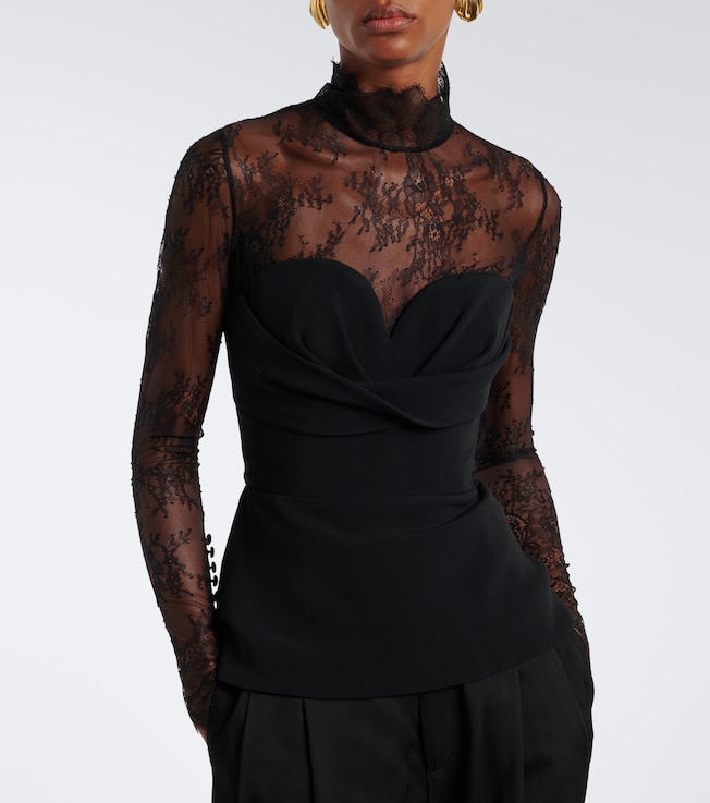 Elie Saab Lace-trimmed bustier top