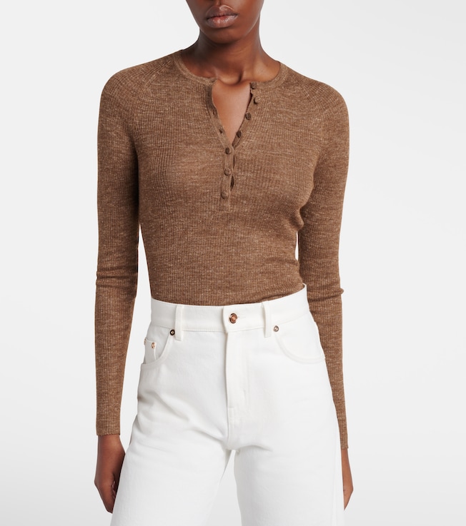 Gabriela Hearst Anges cashmere, silk, and hemp Henley shirt