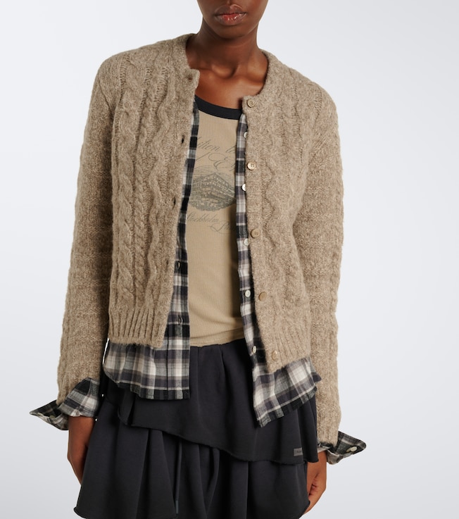 Acne Studios Layered alpaca, yak and wool-blend cardigan