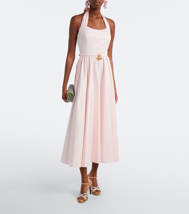 Oscar de la Renta Oscar de la Renta Pleated cotton poplin sateen midi dress