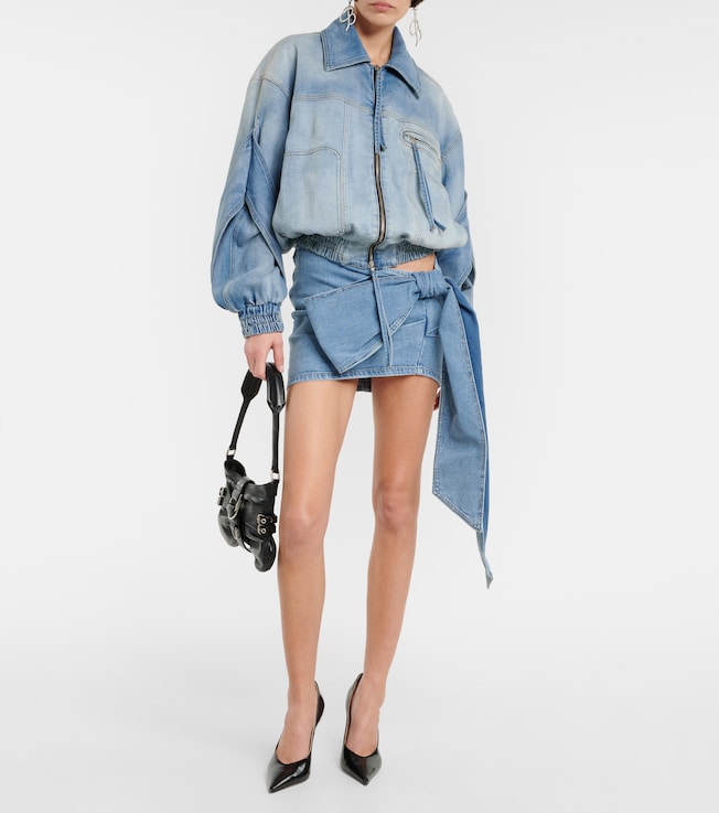 Blumarine Bow-detail denim miniskirt