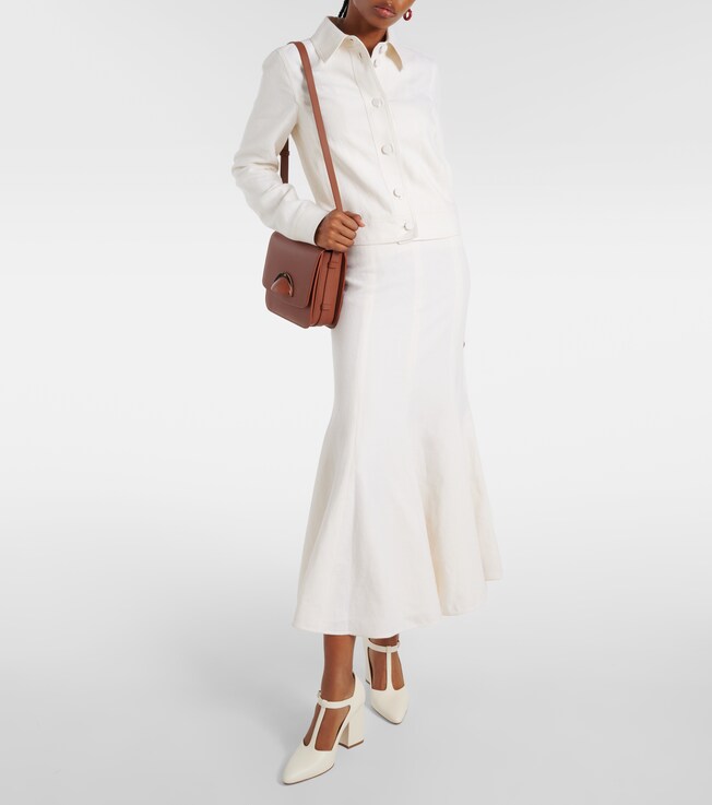 Gabriela Hearst Amy linen, wool and silk midi skirt