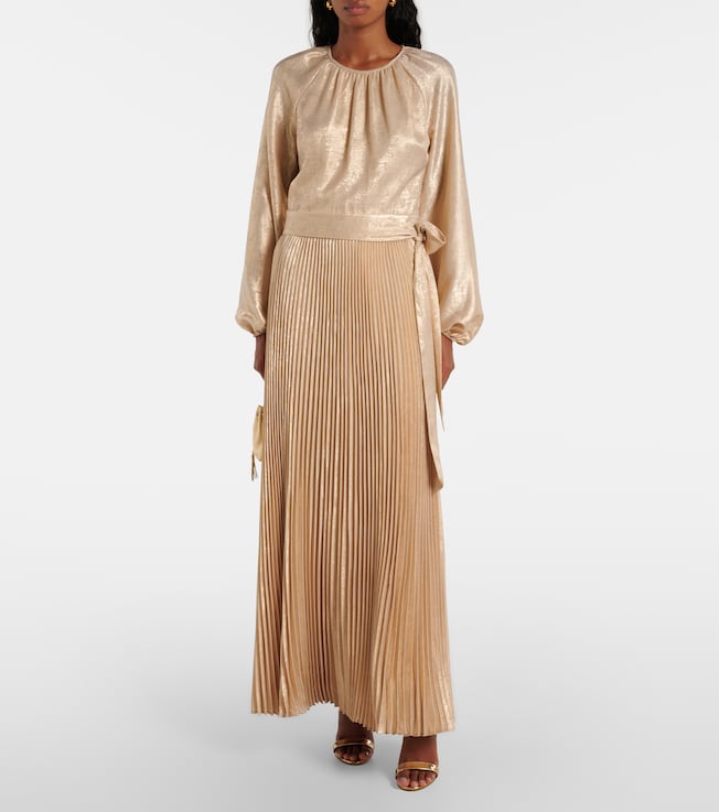 SIMKHAI Varenya pleated satin midi dress