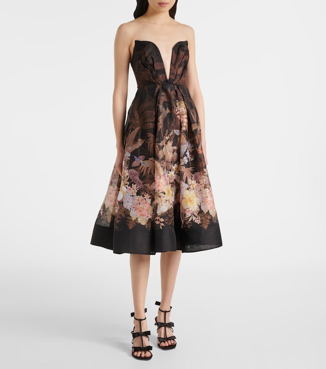 Zimmermann Illuminate Draped linen and cotton midi dress