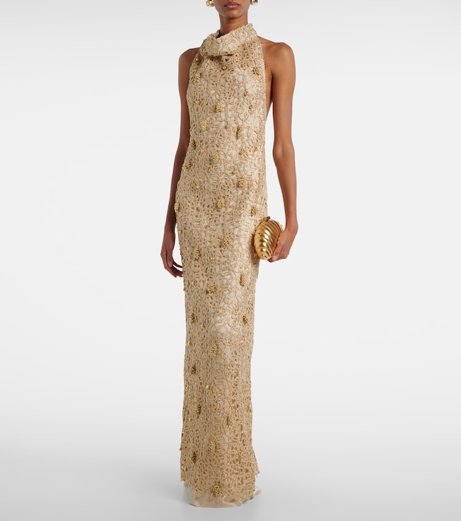 Xu Zhi Open-back embellished maxi dress