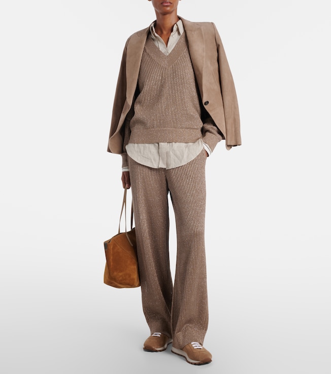Brunello Cucinelli Cotton-blend lamé sweater