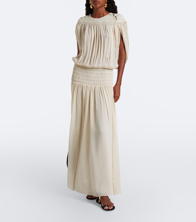 Isabel Marant Nesrine beaded shirred silk maxi dress