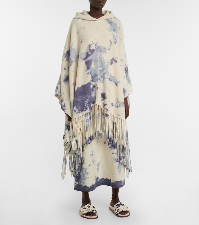 Chloé Tie-dye cashmere hooded poncho