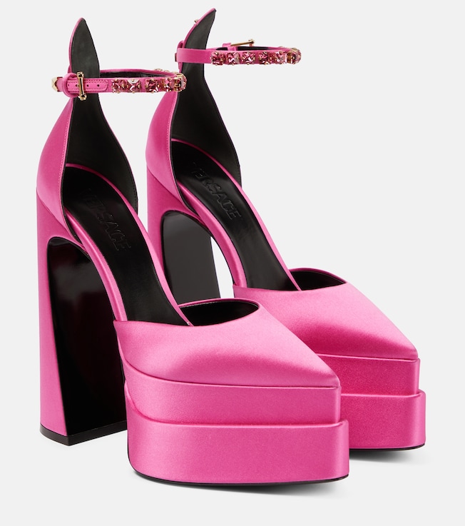 Versace Aevitas Pointy satin platform pumps