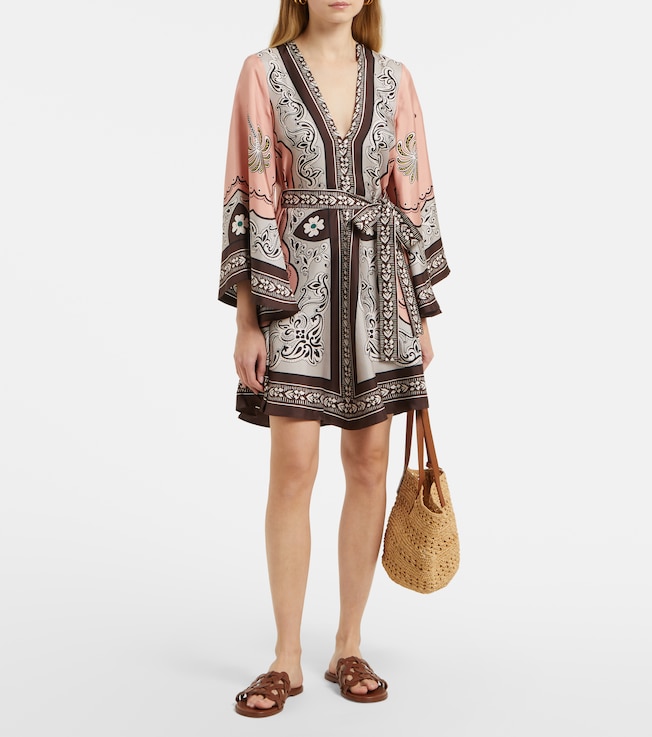 La DoubleJ Magnifico printed silk twill minidress