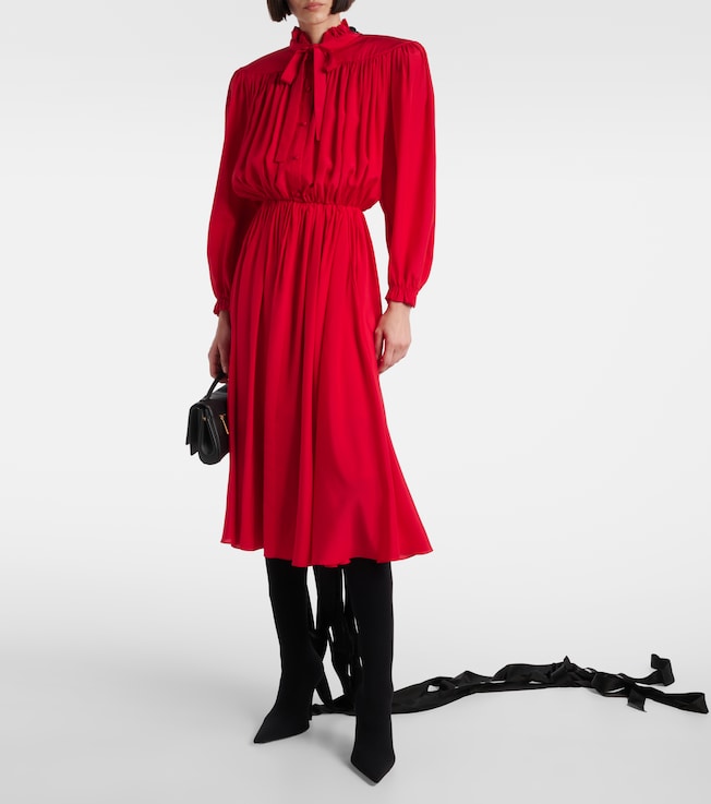 Balenciaga Bow-detail lace-up silk midi dress