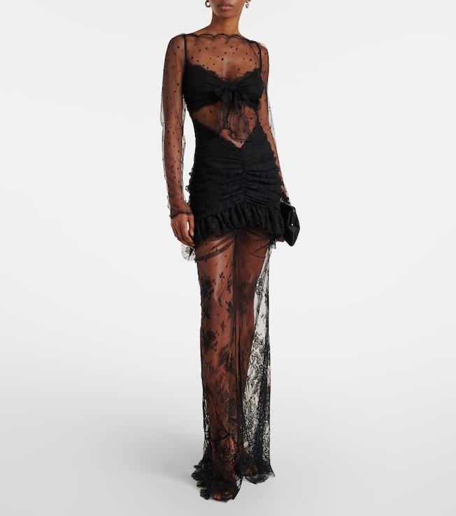 Alessandra Rich Sheer cotton-blend lace gown