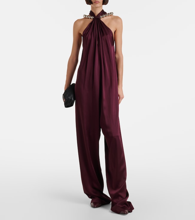 Stella McCartney Embellished halterneck satin jumpsuit