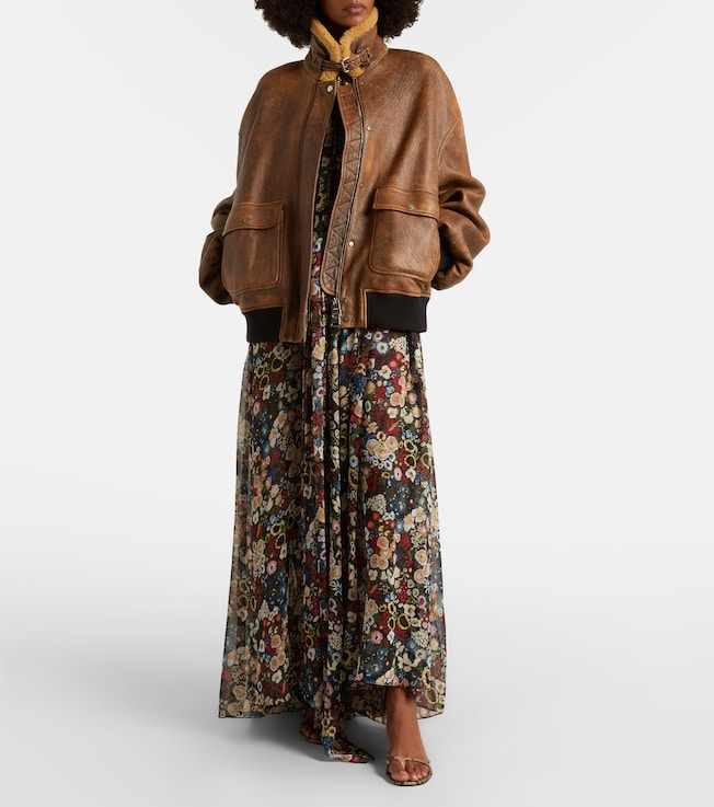 KHAITE Sandor shearling-trimmed leather jacket