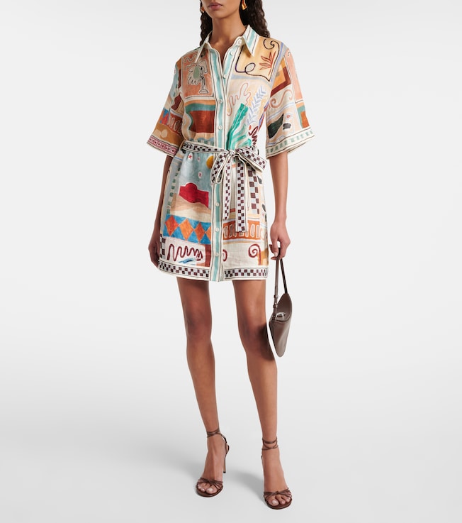 Alémais x LRNCE Michelle printed linen shirt dress