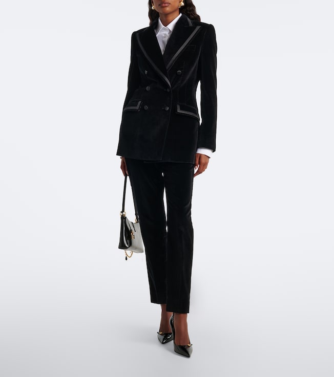 Dolce&Gabbana Cotton and silk-blend velvet slim pants
