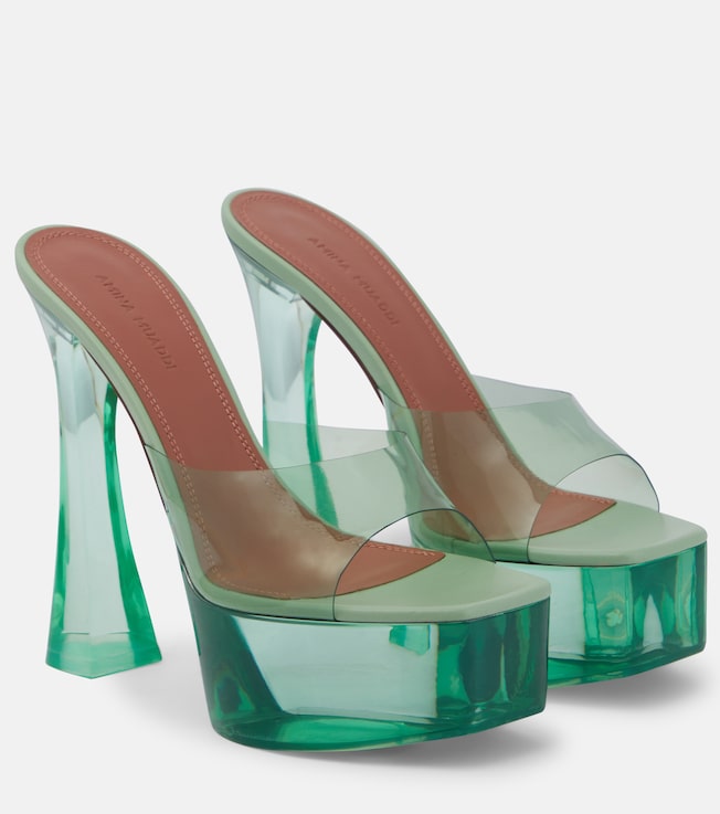 AMINA MUADDI Dalida PVC platform mules