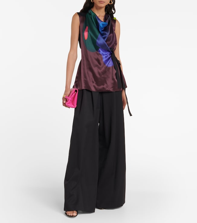 Roksanda Printed self-tie silk top