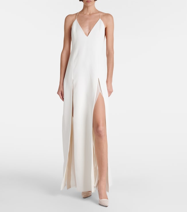 KHAITE Nonya crêpe satin slip dress