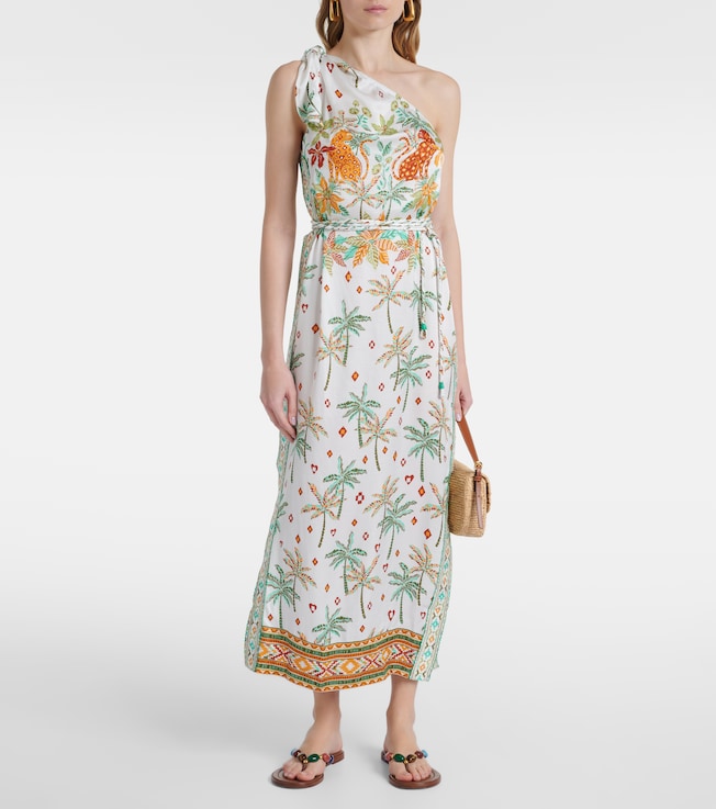 Poupette St Barth Isabelle printed one-shoulder kaftan