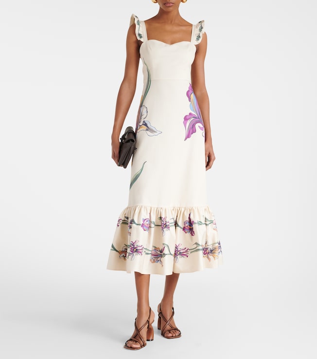 La DoubleJ Gingerbread floral cotton-blend midi dress