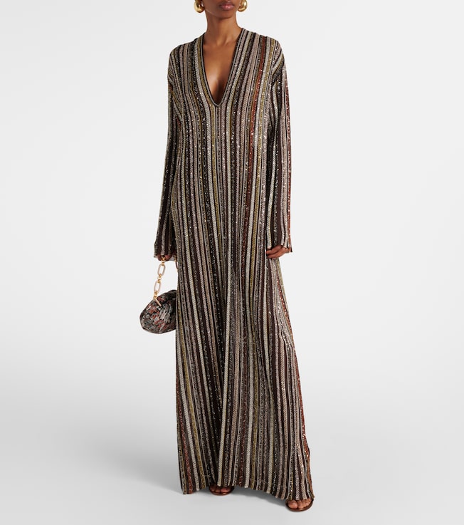 Missoni Striped sequined lamé maxi dress