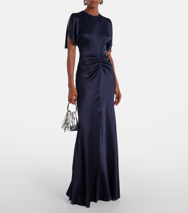 Victoria Beckham Caped gathered crêpe satin gown