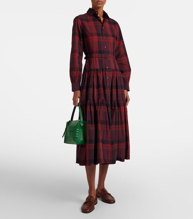 Polo Ralph Lauren Belted plaid cotton-blend shirt dress
