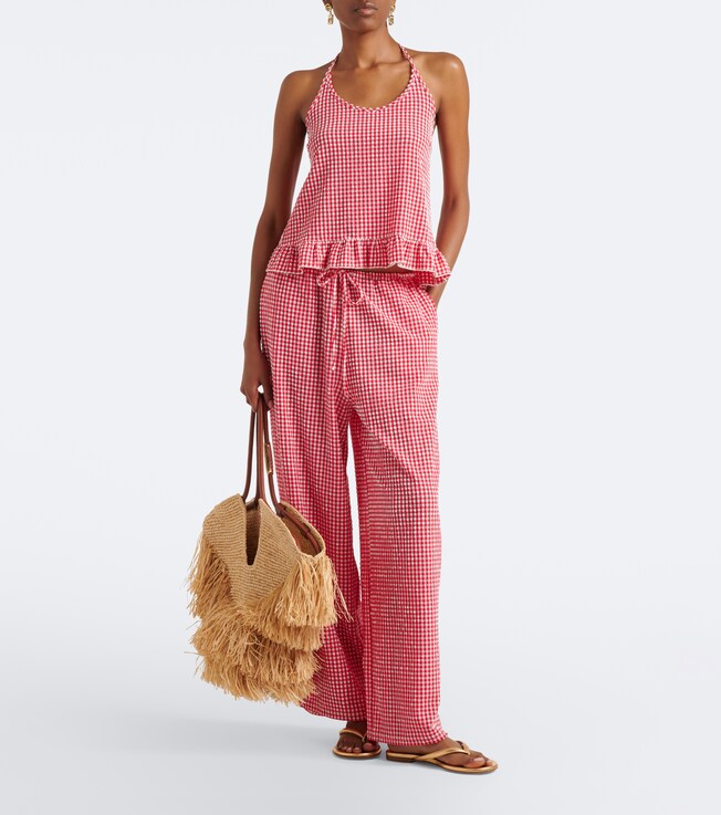 Montce Gingham seersucker wide-leg pants