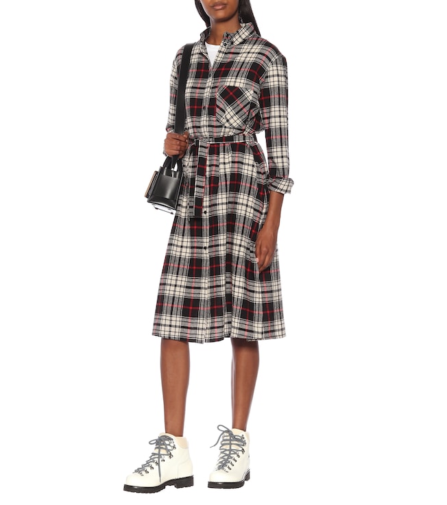 Woolrich Checked wool-blend shirtdress