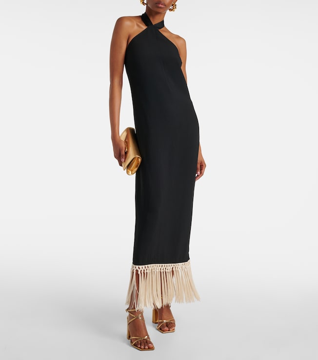Nina fringed crêpe cady midi dress