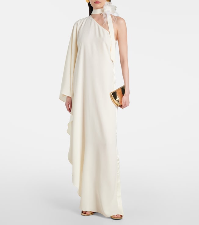 Taller Marmo Bolkan Garden feather-trimmed maxi dress