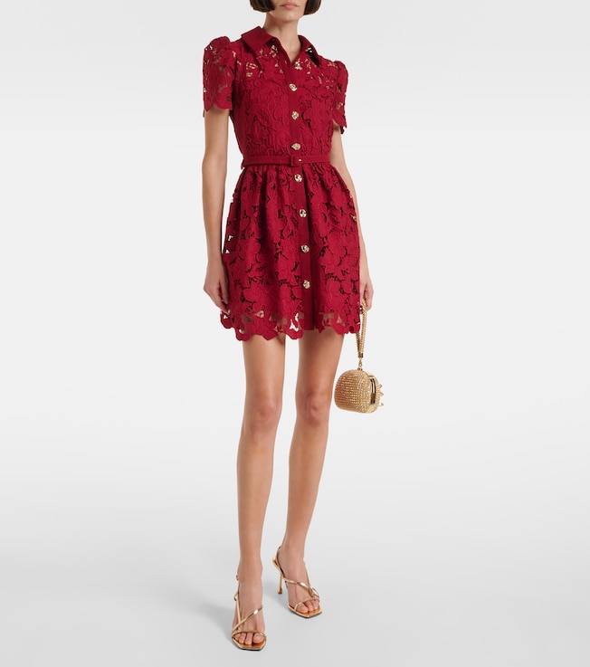 self-portrait Belted lace minidress