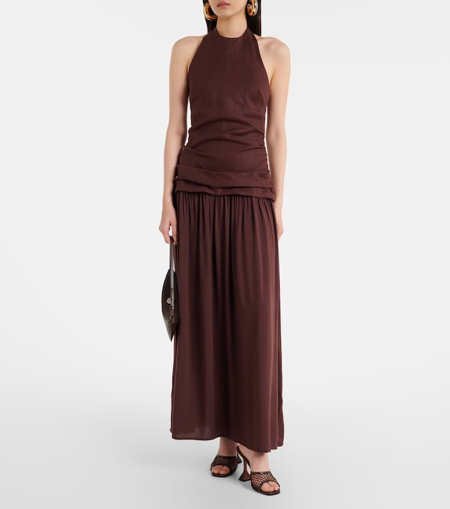 Faithfull Tali halterneck linen maxi dress