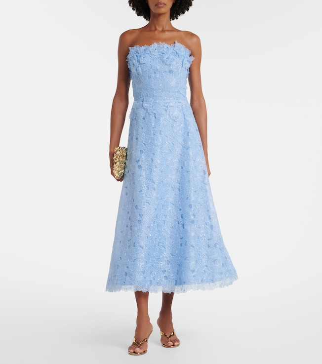 Costarellos Anessa embroidered organza cocktail dress
