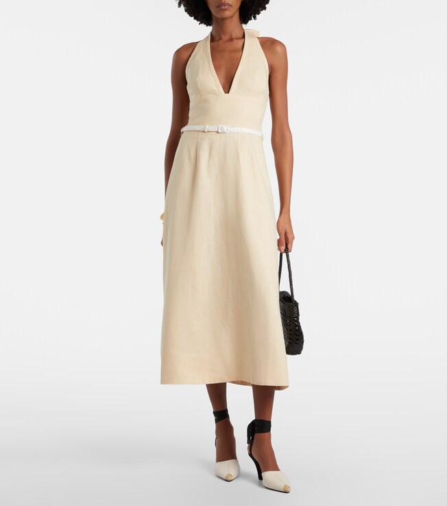 POSSE Pamela halterneck linen midi dress