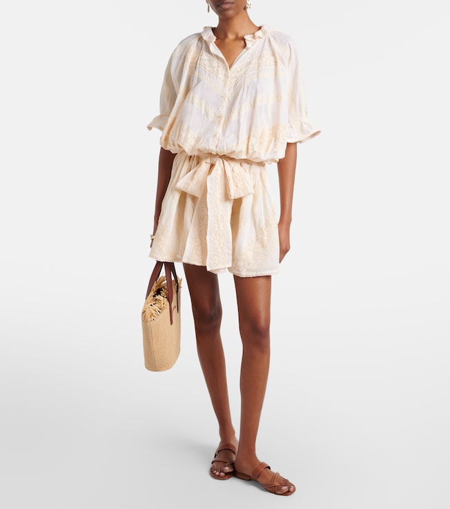 Juliet Dunn Embroidered cotton shirt dress