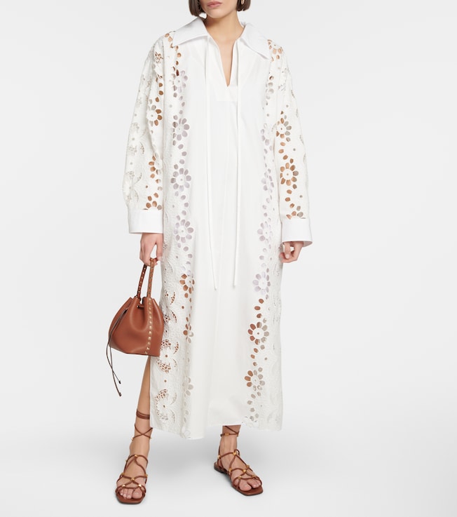Valentino Embroidered cotton midi dress