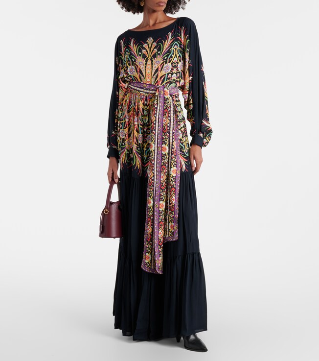 Etro Printed tiered gown